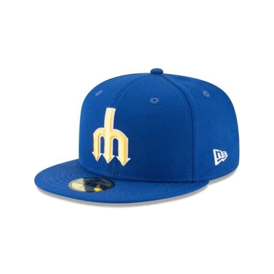 Blue Seattle Mariners Hat - New Era MLB 1977 Cooperstown Wool 59FIFTY Fitted Caps USA7814095